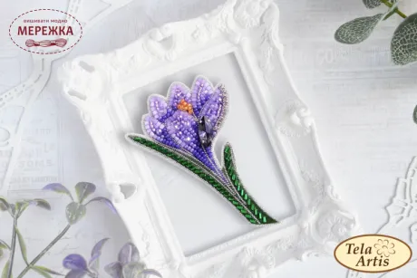 Набір для вишивання бісером TelaArtis Брошка Фіолетовий крокус Б-030-2 фото