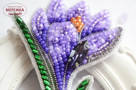 Набір для вишивання бісером TelaArtis Брошка Фіолетовий крокус Б-030-2 фото