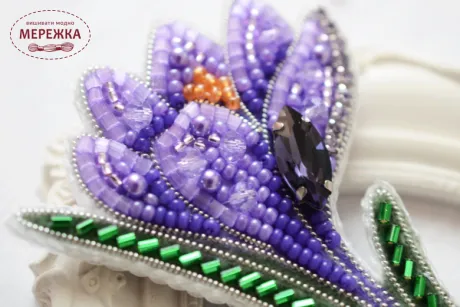 Фото набору для вишивання бісером TelaArtis Брошка Фіолетовий крокус Б-030-2