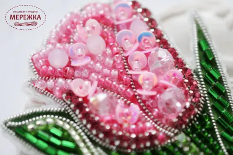 Набір для вишивання бісером TelaArtis Брошка Рожевий тюльпан Б-031-2 фото