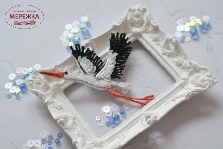 Фото Набір для вишивання бісером TelaArtis Брошка Лелека Б-038