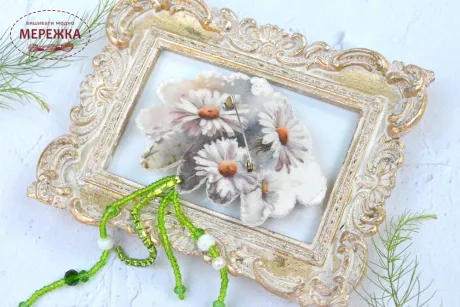 Фото Набір для вишивання бісером TelaArtis Брошка Ромашка Б-050