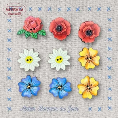 Фото Atelier Bonheur du jour Набір дерев'яних гудзиків B-12