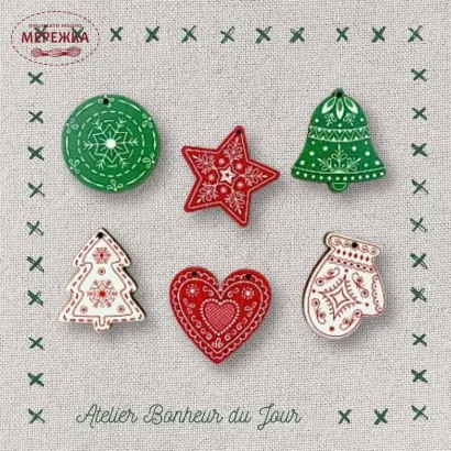 Фото Atelier Bonheur du jour Набір дерев'яних гудзиків B-32