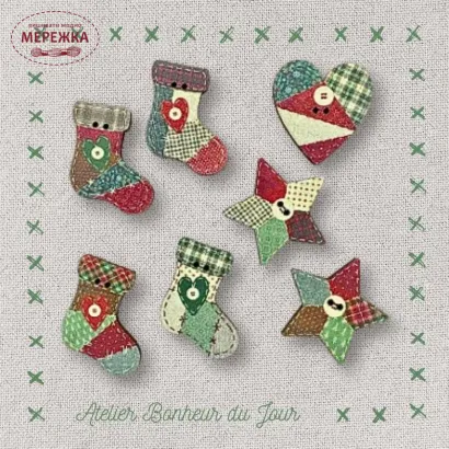 Фото Atelier Bonheur du jour Набір дерев'яних гудзиків B-45