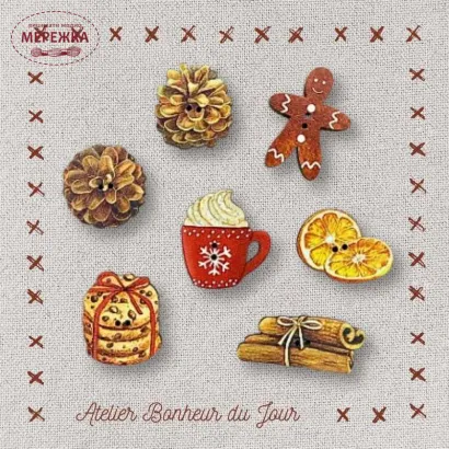 Фото Atelier Bonheur du jour Набір дерев'яних гудзиків B-36