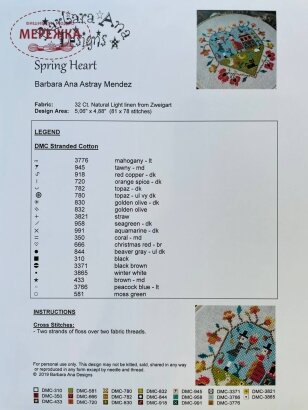 Фото Схема для вишивання Barbara Ana Designs Spring Heart