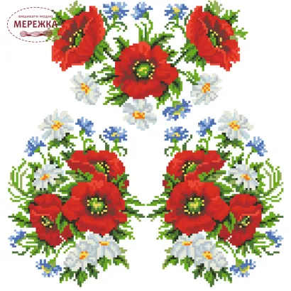 Фото блуза дитяча Маки, ромашки, волошки БД011