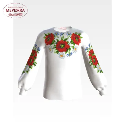 Фото блуза дитяча Маки, ромашки, волошки БД011