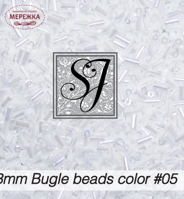 Фото SJ Designs Bugle Beads, 3 mm #05 White