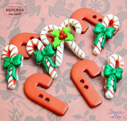 Фото Dress It Up набір пришивних декоративних гудзиків Candy Striped Christmas 2466