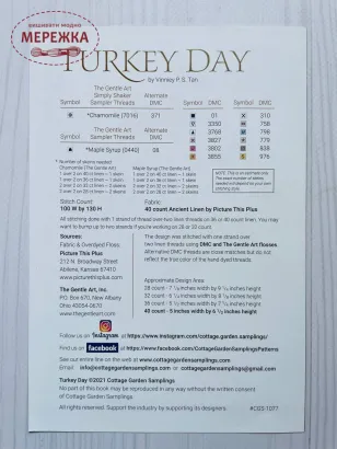 Схема для вишивання Cottage Garden Samplings Turkey Day фотографія