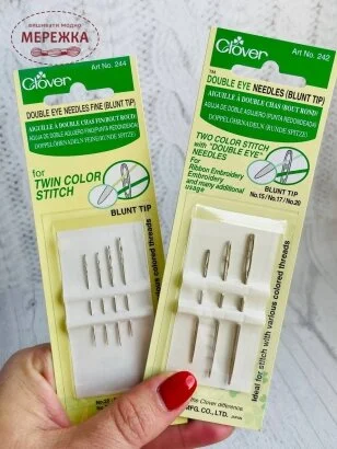 Фото Clover набір гобеленових голок №15, №17, №20 з подвійним вушком 242