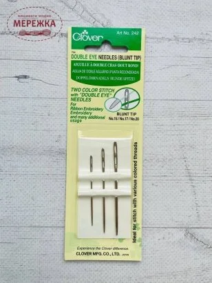 Фото Clover набір гобеленових голок №15, №17, №20 з подвійним вушком 242