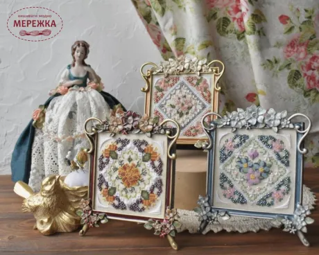 Фото Вікторія Попович Схема Marigolds Miniature (Чорнобривці Мініатюра)+пак бісеру та ниток (original) VP-053