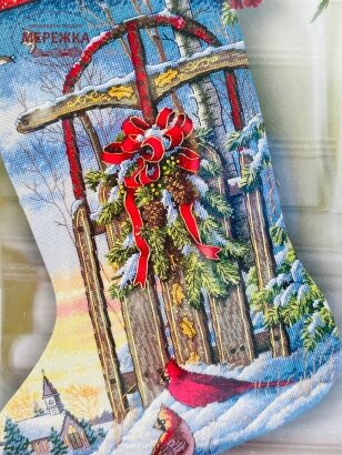 Фотографія Набір для вишивання хрестиком Dimensions Різдвяні санчата