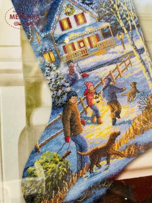 Фото набір для вишивання Новорічний носочок 08805