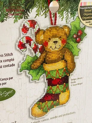 Фото набір для вишивання новорічної іграшки Ведмедик