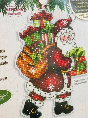 Фото набір для вишивання новорічної іграшки Санта з мішком