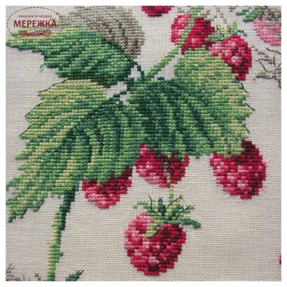 Фото Les Brodeuses Parisiennes Схема Etude aux Framboises+тканина, пришивний шарм EFBL/CRE