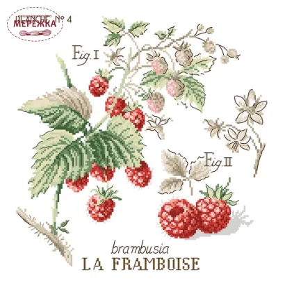 Фото Les Brodeuses Parisiennes Схема Etude aux Framboises+тканина, пришивний шарм EFBL/CRE