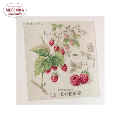 Фото Les Brodeuses Parisiennes Схема Etude aux Framboises+тканина, пришивний шарм EFBL/CRE