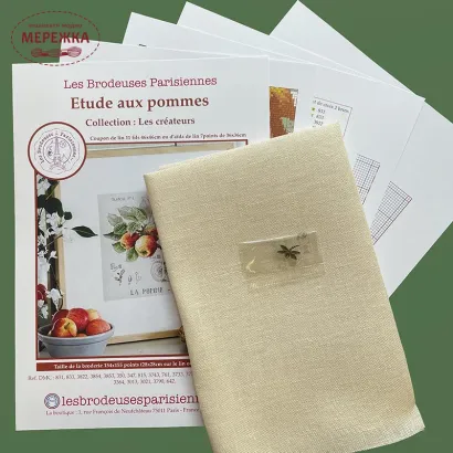 Фото Les Brodeuses Parisiennes Схема Etude aux Pommes+тканина, пришивний шарм EPL/CRE