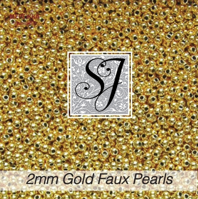 Фото SJ Designs Faux Pearls, 2 mm Round GOLD