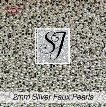 Фото SJ Designs Faux Pearls, 2 mm Round SILVER