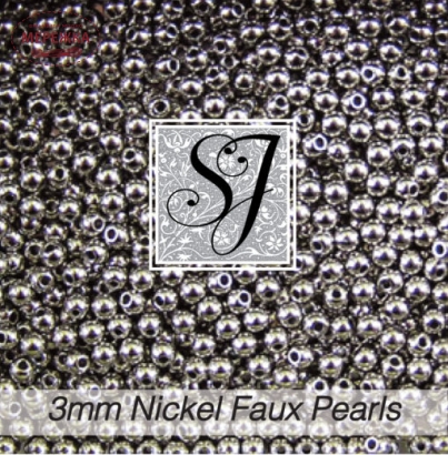 Фото SJ Designs Faux Pearls, 3 mm Round NICKEL