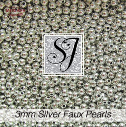 Фото SJ Designs Faux Pearls, 3 mm Round SILVER