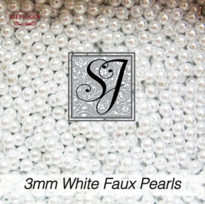 Фото SJ Designs Faux Pearls, 3 mm Round WHITE