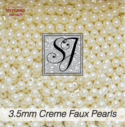 Фото SJ Designs Faux Pearls, 3.5 mm Round CREME