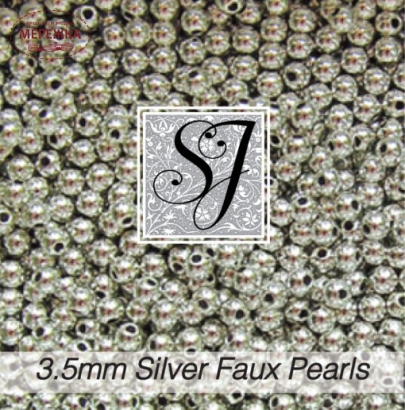 Фото SJ Designs Faux Pearls, 3.5 mm Round SILVER