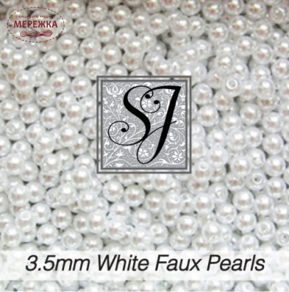 Фото SJ Designs Faux Pearls, 3.5 mm Round WHITE