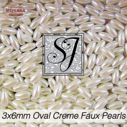 Фото SJ Designs Faux Pearls Oval 3*6 mm Creme