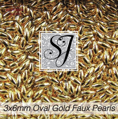 Фото SJ Designs Faux Pearls Oval 3*6 mm Gold