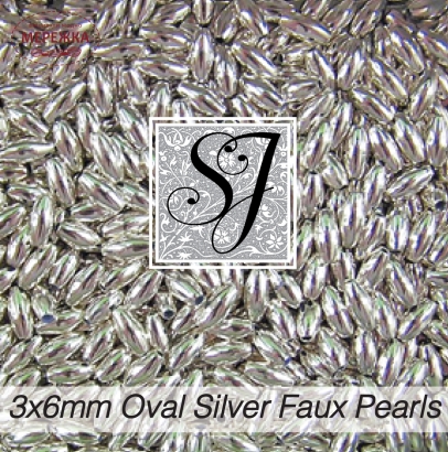 Фото SJ Designs Faux Pearls Oval 3*6 mm Silver