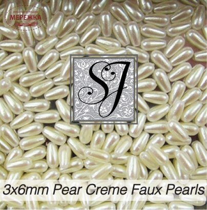 Фото SJ Designs Faux Pearls Pear 3*6 mm Creme