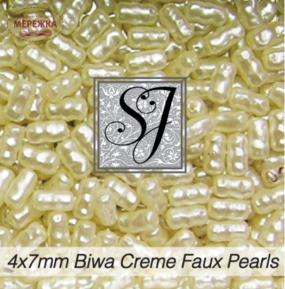 Фото SJ Designs Faux Pearls Biwa 4*7 mm Creme