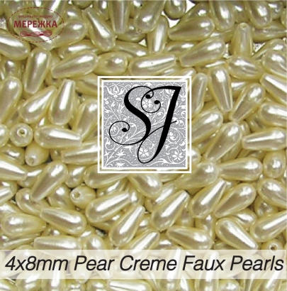 Фото SJ Designs Faux Pearls Pear 4*8 mm Creme