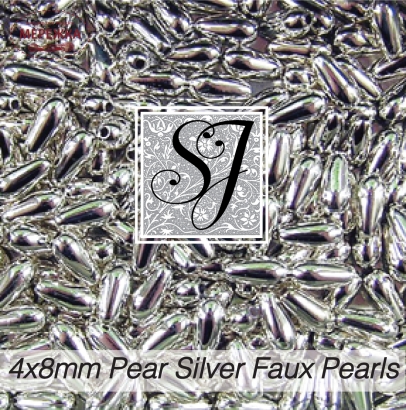 Фото SJ Designs Faux Pearls Pear 4*8 mm Silver