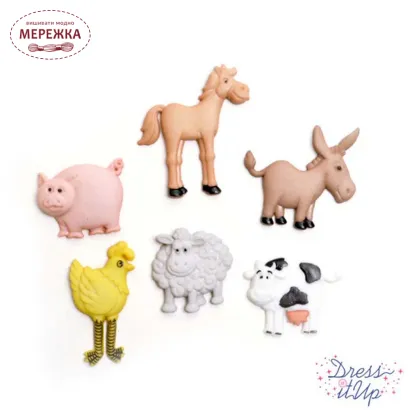 Фото Dress It Up набір пришивних декоративних гудзиків Funny Farm 4667