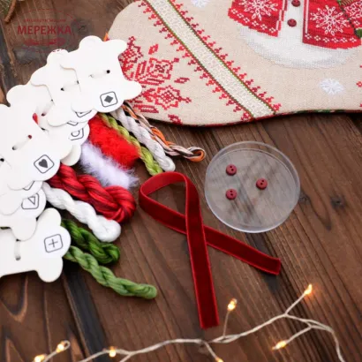 Фото Набір для вишивання хрестиком TelaArtis Різдвяний чобіток зі сніговиком Х-037