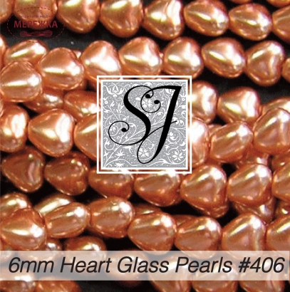 ФотоSJ Designs Heart Glass Pearls, 6 mm Copper Luster #406