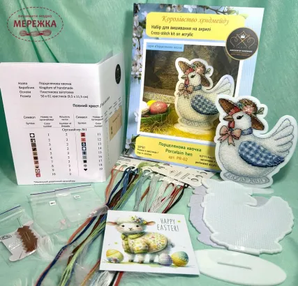 Фото Набір для вишивання хрестиком Kingdom of Handmade на акрилі. Порцелянова квочка PR-02