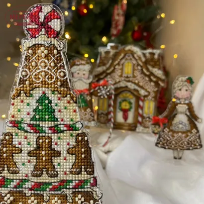 Фото Набір для вишивання хрестиком Сузір'я Єдинорога 2в1 Пряниковий Містер та Місіс Санта (акрил +підставка) 1075 а