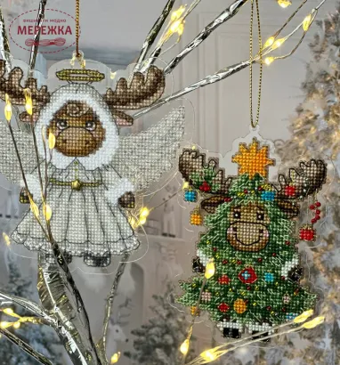 Фото абір для вишивання хрестиком Kingdom of Handmade на прозорій основі. Лосяш-янгол RL-02