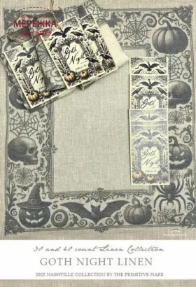 Фото Рівномірне полотно The Primitive Hare ручного фарбування Goth Night Linen 30 ct