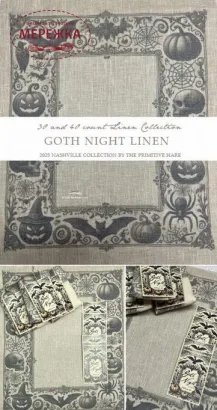 Фото Рівномірне полотно The Primitive Hare ручного фарбування Goth Night Linen 36 ct